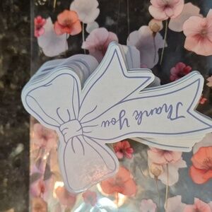 NEW 🐦 SMALL BUSINESS 🐦 TY CARDS 💝 Thick Card Stock 100 Count 🎀 Blue Bows 🎀